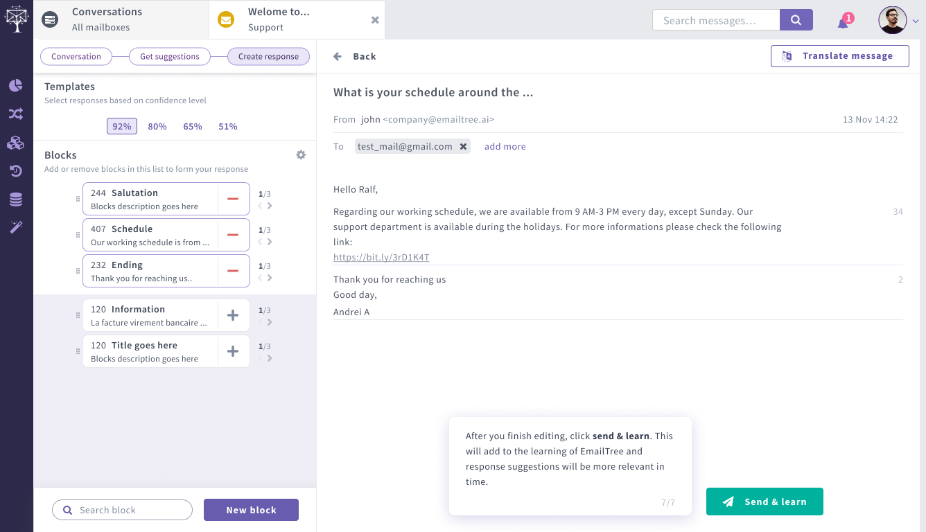 screenshot of Emailtree AI